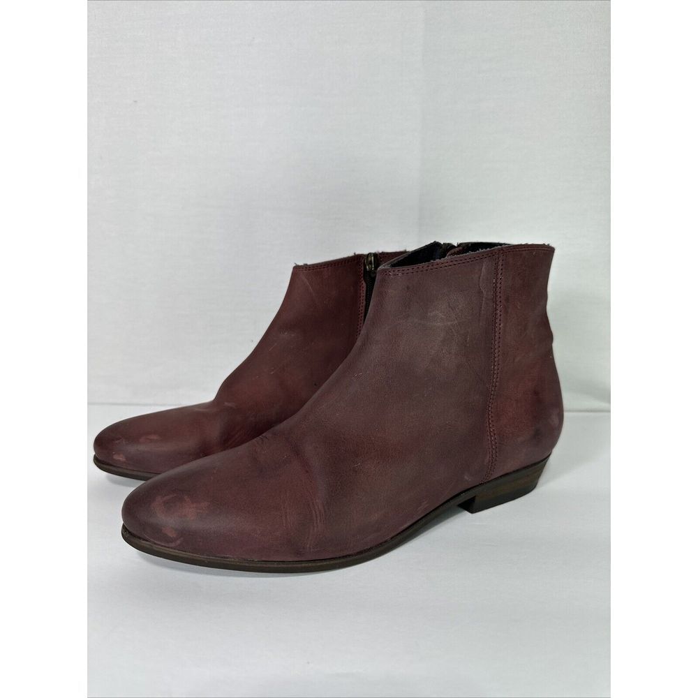 Coque Terra For‎ Anthropologie Maroon Leather Bootie Zip Size 39/ US 8.5